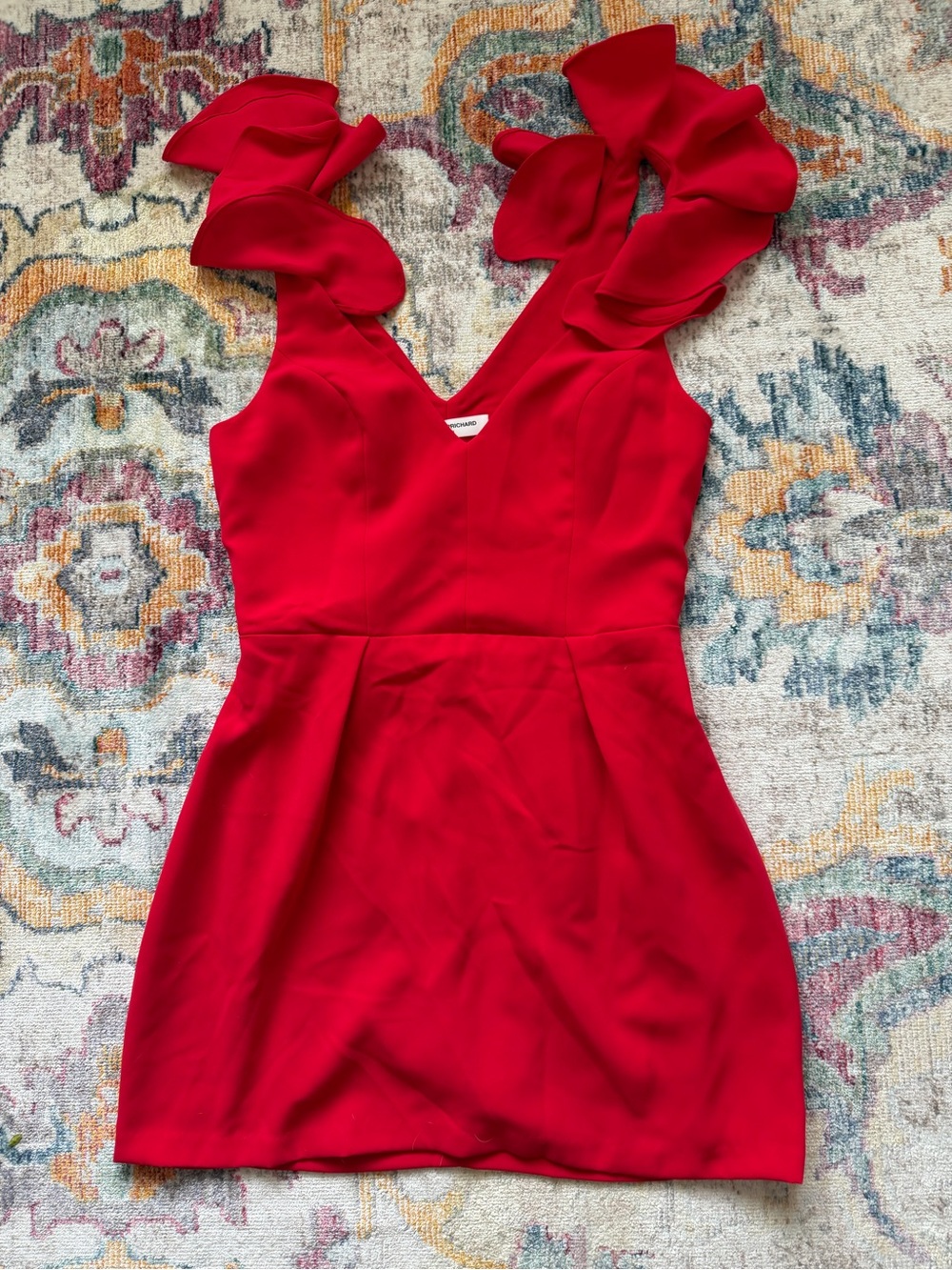 Amanda Uprichard Red Ruffle-Strap Mini Dress